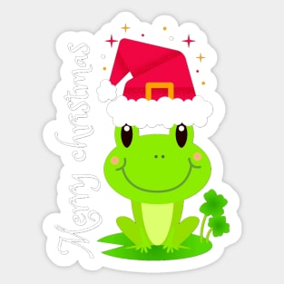 Starry Merry Christmas Frog Sticker